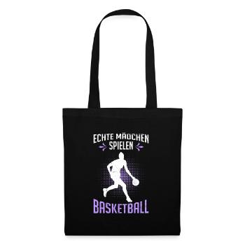 Echte Mädchen spielen Basketball - Stoffbeutel - Schwarz - Vorne