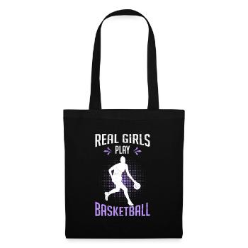 Echte Mädchen spielen Basketball - Stoffbeutel - Schwarz - Vorne