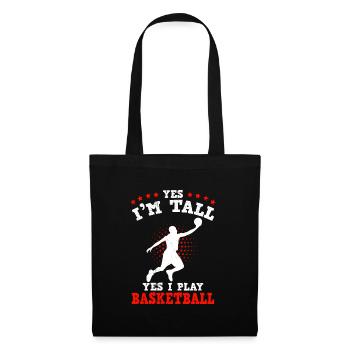 Ja ich bin groß Ja ich spiele Basketball - Stoffbeutel - Schwarz - Vorne