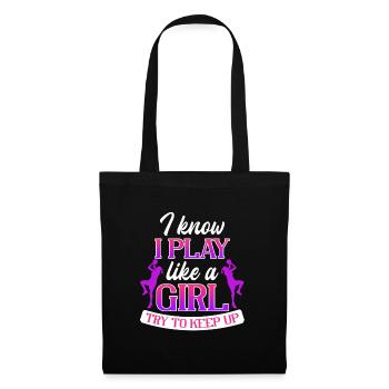 Play Basketball like a Girl Basketballer - Stoffbeutel - Schwarz - Vorne