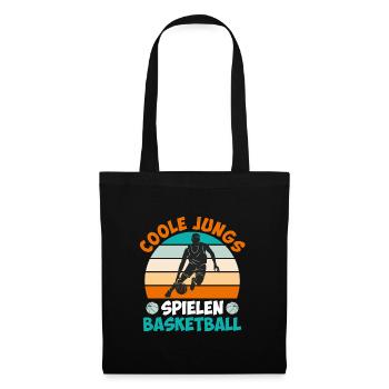 Coole Jungs spielen Basketball Basketballer - Stoffbeutel - Schwarz - Vorne