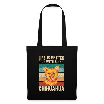 Chien Chihuahua - Sac en tissu - noir - Devant