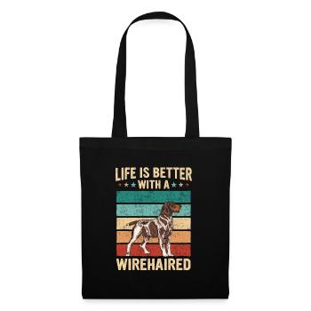 Chien allemand Wirehair - Sac en tissu - noir - Devant