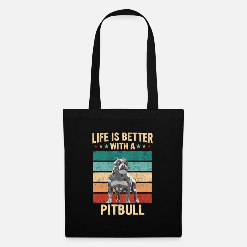 Pitbull Hund - Stoffbeutel - Schwarz
