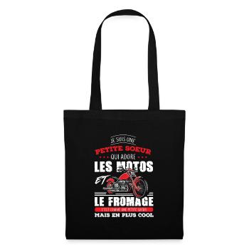 petite soeur motarde adore les motos fromage drôle - Sac en tissu - noir - Devant