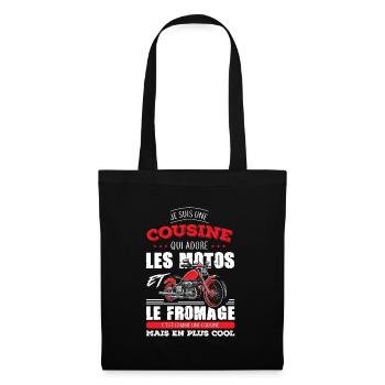 Cousine motarde adore les motos fromage plus cool - Sac en tissu - noir - Devant
