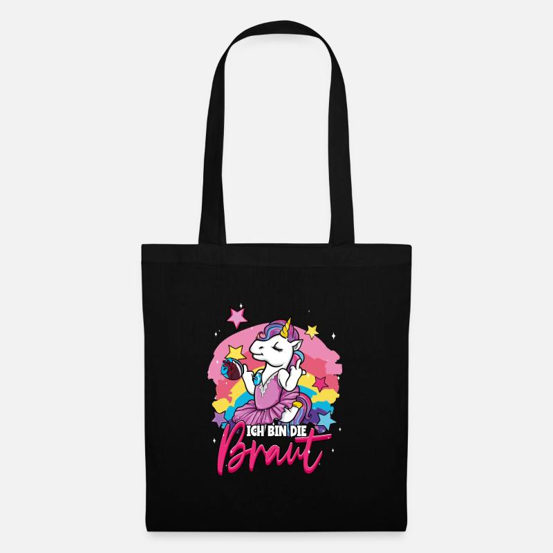 Junggesellinnenabschied Ich bin die Braut Einhorn - Stoffbeutel - Schwarz