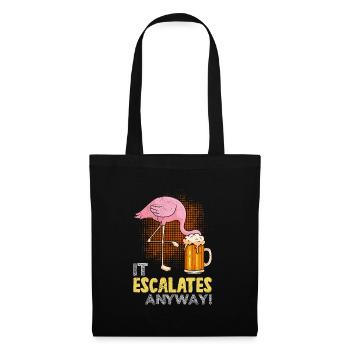 Es eskaliert eh Biertrinker Flamingo Malle - Stoffbeutel - Schwarz - Vorne