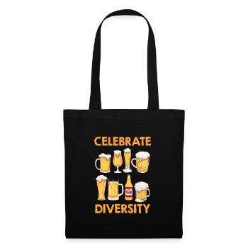 Celebrate Diversity Bier Biertrinker Craftbier - Stoffbeutel - Schwarz - Vorne