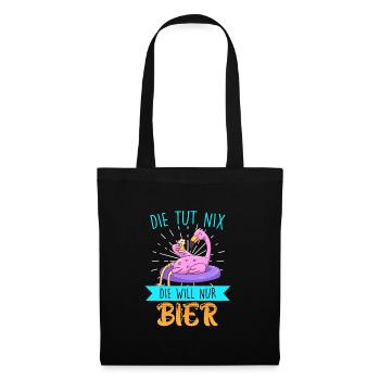 Die tut nix die will nur Bier Flamingo - Stoffbeutel - Schwarz - Vorne