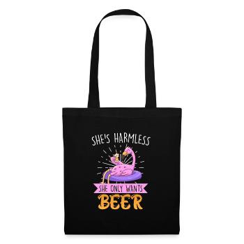 Die tut nix die will nur Bier Flamingo - Stoffbeutel - Schwarz - Vorne