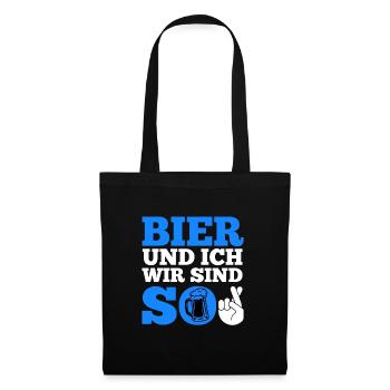 Bier und ich sind so Biertrinker Griller BBQ - Stoffbeutel - Schwarz - Vorne