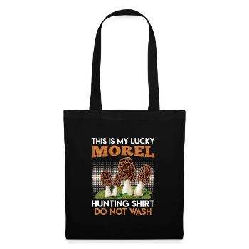 Mein Morchel Glücksshirt Pilzsammler - Stoffbeutel - Schwarz - Vorne