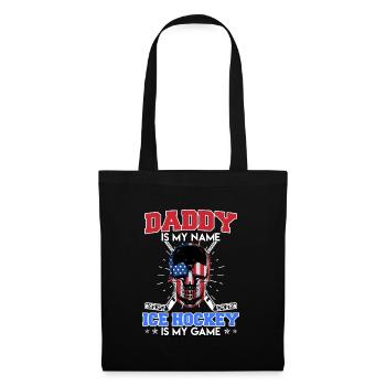 Papa est mon nom Hockey sur glace Mon jeu - Sac en tissu - noir - Devant