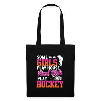 Real Girls Play Hockey Spielerin - Stoffbeutel - Schwarz - Vorne