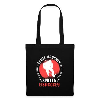 Echte Mädchen spielen Eishockey Damen - Stoffbeutel - Schwarz - Vorne