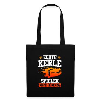 Echte Kerle spielen Eishockey - Stoffbeutel - Schwarz - Vorne