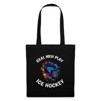 Echte Männer spielen Eishockey - Stoffbeutel - Schwarz - Vorne