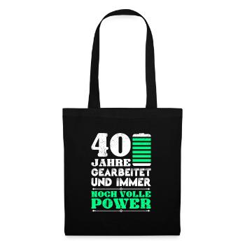 Dienstjubiläum 40 Jahre Firmenjubiläum - Stoffbeutel - Schwarz - Vorne