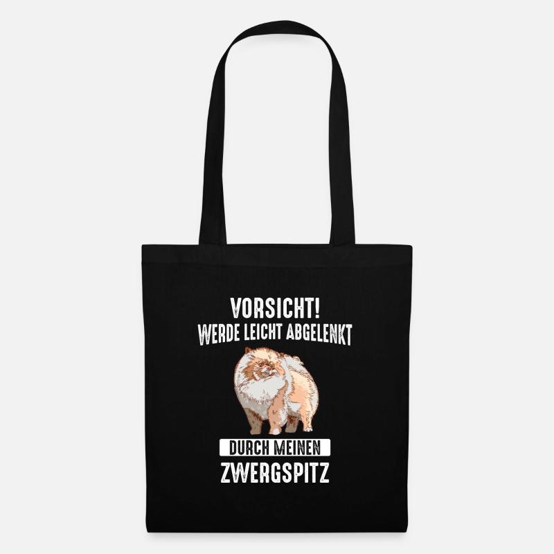 Zwergspitz Pomeranian Hund - Stoffbeutel - Schwarz