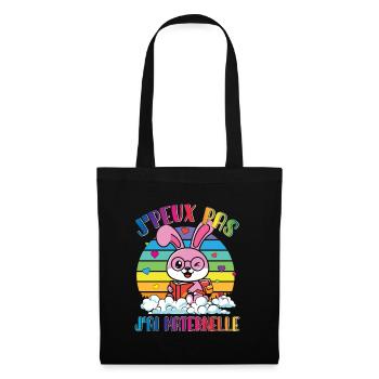 J Peux Pas J Ai Maternelle lapin écolière livre - Sac en tissu - noir - Devant