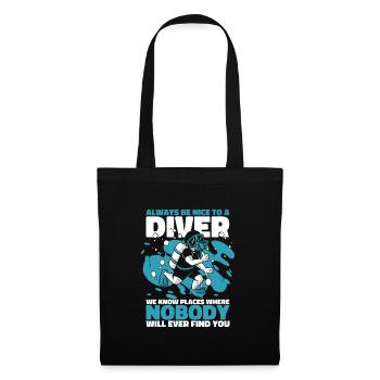 Scuba Diver Tauchen Ozean Taucher - Stoffbeutel - Schwarz - Vorne