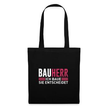 Bauherr ich baue Sie entscheidet Eigenheim - Stoffbeutel - Schwarz - Vorne