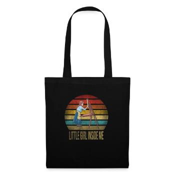 Peinture Petite Fille à l’intérieur Arts Rétro Coucher de Soleil - Sac en tissu - noir - Devant