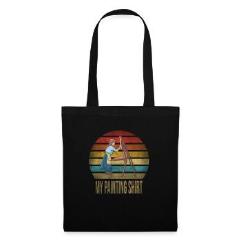 Peinture Petite Fille à l’intérieur Arts Rétro Coucher de Soleil - Sac en tissu - noir - Devant