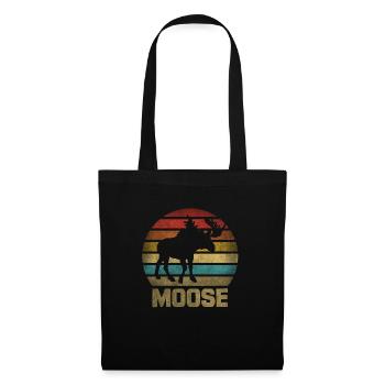 Moose Elk Deer Animal Retro Sunset - Stoffbeutel - Schwarz - Vorne