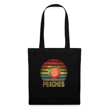 Peach Peaches Fruit Retro Sunset - Tote Bag - black - Front