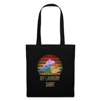 Journée de blanchisserie Pile de vêtements Retro Sunset - Sac en tissu - noir - Devant