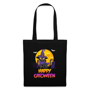 Catoween Happy Katzen Halloween - Stoffbeutel - Schwarz - Vorne