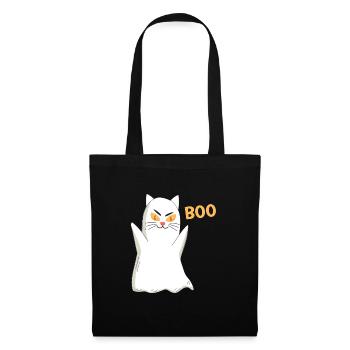 BOO Chat Halloween Fantôme - Sac en tissu - noir - Devant