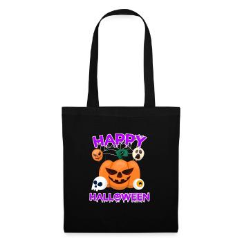 Fröhliches gruseliges Halloween - Stoffbeutel - Schwarz - Vorne