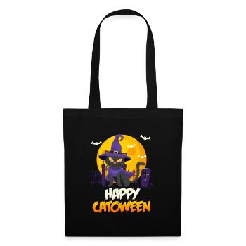 Catoween Happy Katzen Halloween - Stoffbeutel - Schwarz - Vorne
