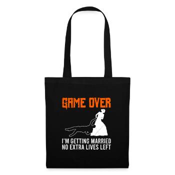 Game Over - Hochzeit Jungesellenabschied Mann - Stoffbeutel - Schwarz - Vorne