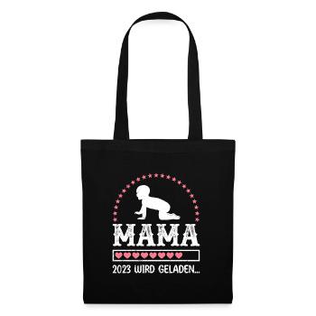 Mama 2023 loading Mutter schwanger Mädchen Mama - Stoffbeutel - Schwarz - Vorne