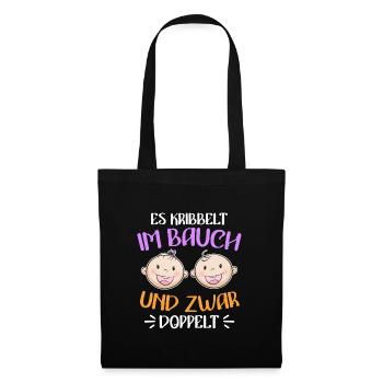 Kribbeln im Bauch Mutter von 2 Zwillinge im Bauch - Stoffbeutel - Schwarz - Vorne