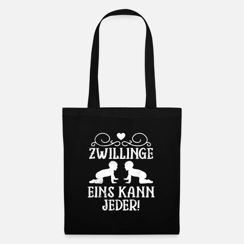 Zwillinge Geschwister Mutter von Zwillingen Mama - Stoffbeutel - Schwarz