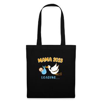 Maman 2023 Rattle Stork Bébé Cigogne Maman enceinte - Sac en tissu - noir - Devant