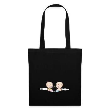 Mère Jumelles Frères et sœurs Jeunes filles Maman - Sac en tissu - noir - Devant
