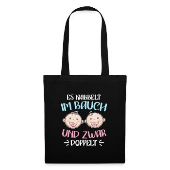 Kribbeln im Bauch Mutter von 2 Zwillinge im Bauch - Stoffbeutel - Schwarz - Vorne