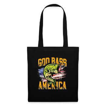 Angler Fischer Design USA Flagge Barsch fischen - Stoffbeutel - Schwarz - Vorne