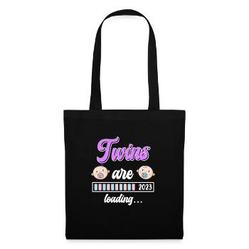 Twin Mom Twins loading Young Girls Mom - Tote Bag - black - Front