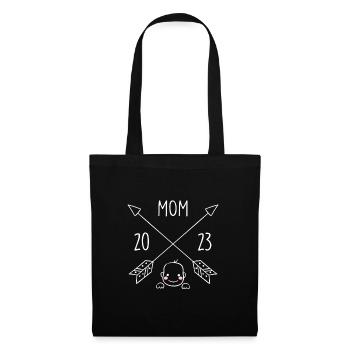Maman 2023 Enceinte d’une fille Garçon Super Maman - Sac en tissu - noir - Devant