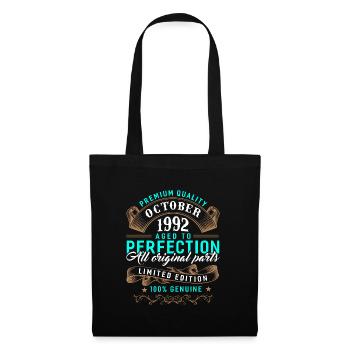 Oktober 1992 - 30. Geburtstag Geschenk. Legende. - Stoffbeutel - Schwarz - Vorne