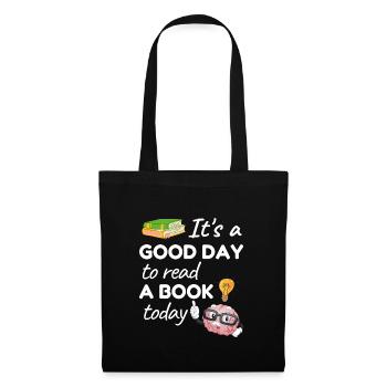 Its a good day to read a book today - Bücherwurm - Stoffbeutel - Schwarz - Vorne