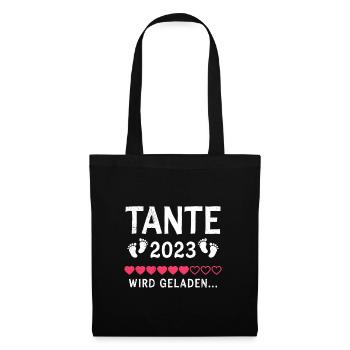 Tante 2023 wird geladen bald Tante du wirst Tante - Stoffbeutel - Schwarz - Vorne