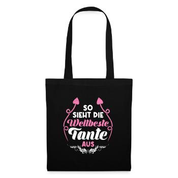 So sieht die weltbeste Tante aus Beste Tante - Stoffbeutel - Schwarz - Vorne